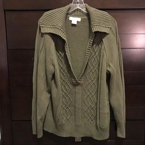 MICHAEL KORS green cable knit sweater